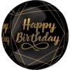 Anagram Elegant Black & Gold Confetti Birthday Orbz Balloon