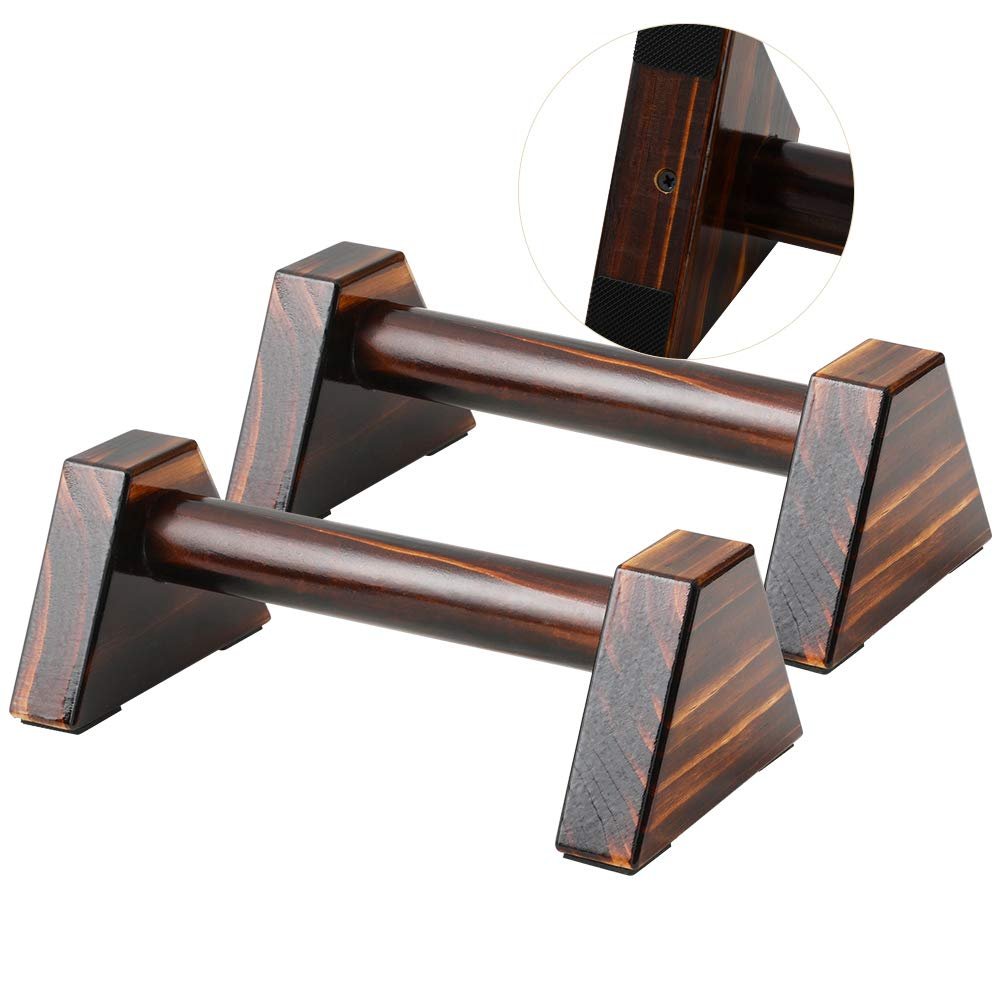 Push-up Stand, 2 PCS Wood Pushup Bars Non-Slip Base Exercise Home Workout Equipment, 30CM Wooden Parallettes Handle Stands Grip for Men Strength Training, Planks Calisthenics