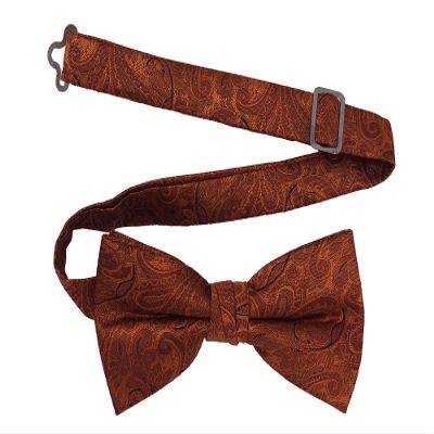 Spencer J's Mens and Boys Pre-Tied Bowtie Large Variety of Colors (Paisley Burnt Orange, Boys (Age 0-7))