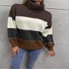 BROCHRY Women's New Winter 2020 Fashion Personality Red Sweater Knit Top High-Necked, Sawtooth Patchwork Sleeve Push Thick (Green, M) view 2