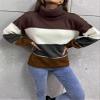 BROCHRY Women's New Winter 2020 Fashion Personality Red Sweater Knit Top High-Necked, Sawtooth Patchwork Sleeve Push Thick (Green, M) view 3