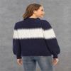 Women's New Winter 2020 Fashion Personality Red Sweater Knit Top Women, High-Necked, Sawtooth Patchwork Sleeve Push Thick Thermal Sweater (Blue, S) view 3