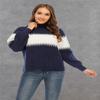 Women's New Winter 2020 Fashion Personality Red Sweater Knit Top Women, High-Necked, Sawtooth Patchwork Sleeve Push Thick Thermal Sweater (Blue, S) view 4