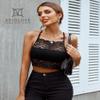 Avidlove Lace Bralette for Women Camisoles Racerback Double-Layered Crop Top Medium A-Black view 2