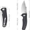 Eafengrow EF957 Folding Knife D2 Steel Blade G10 Handle with Pocket Clip Reliable Locking Mechanism EDC Flipper Knife for Camping Hiking(Black) view 2