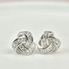 14K Gold Plated Stud Earrings | 925 Sterling Silver Post CZ Hypoallergenic Earrings Love Knot Cubic Zirconia Earrings for Women (White) view 4