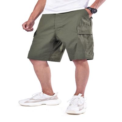 BACKBONE Mens Army Military Combat Camo BDU Shorts Outdoor Hunting Camping Casual Cargo Shorts (Green -Ripstop, L = Waist 39")