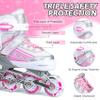 Kuxuan Skates Inline Skates for Women Girls, Adjustable Womens Skates with Light up Wheels, Fun Illuminating for Kids and Adult Female (Peach&Gray, Large-Youth & Women) view 3