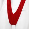 ACSUSS Women's One Piece Deep V-Neck Sling Shot Halter Monokini Bikini Thong Swimsuit Teddy 2# Red One Size view 3