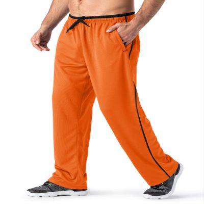MAGNIVIT Men's Activewear Pants Open Bottom Traning Jogging Track Pant with Pockets Orange/Black