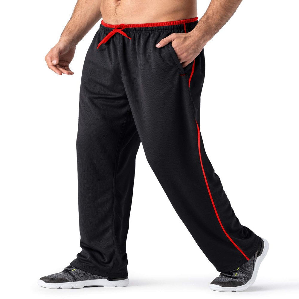 MAGNIVIT Men's Sweatpants Sport Pants for Men Loose fit Warm Up Baggy Sweat Pants with Zipper Pockets Black/Red