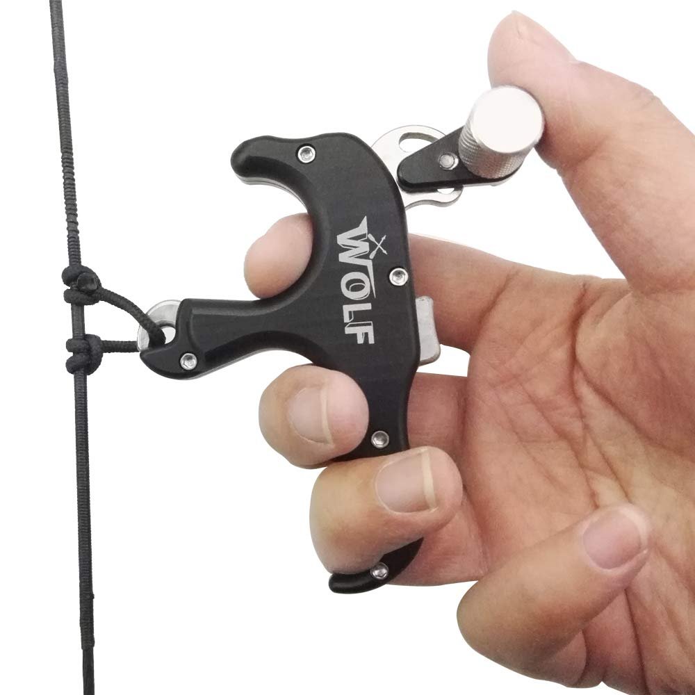 ZSHJGJR Archery Bow Release Aids Compound Bow Release Trigger Thumb 3-Finger Grip Caliper Trigger Automatic for Left Right Hand (Black)