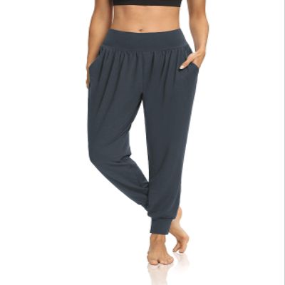 DIBAOLONG Womens Yoga Joggers Loose Workout Sweat Pants Comfy Lounge Pants with Pockets Deep Gray L
