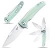 Eafengrow EF957 Folding Knife D2 Steel Blade G10 Handle with Pocket Clip Reliable Locking Mechanism EDC Flipper Knife for Camping Hiking(Jade) view 1