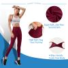 High Waisted Leggings for Women - No See Through Tummy Novelty Workout Yoga Pants with Pockets Reg & Plus Burgundy view 3