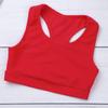 Hansber Kids Girls Dacncing Activewear Two Piece Sports Outfit Solid Racer Back Crop Tops with Booty Shorts Red 3-4 view 3