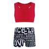 Hansber Kids Girls Dacncing Activewear Two Piece Sports Outfit Solid Racer Back Crop Tops with Booty Shorts Red 10-12 view 1