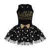 Hansber Girls 2 Pcs Shiny Birthday Princess Outfit Racer Back Top with Tutu Skirts Party Dress-up Black 3-4 view 1