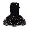 Hansber Girls 2 Pcs Shiny Birthday Princess Outfit Racer Back Top with Tutu Skirts Party Dress-up Black 3-4 view 2