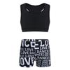 Hansber Kids Girls Dacncing Activewear Two Piece Sports Outfit Solid Racer Back Crop Tops with Booty Shorts Black 10-12 view 1