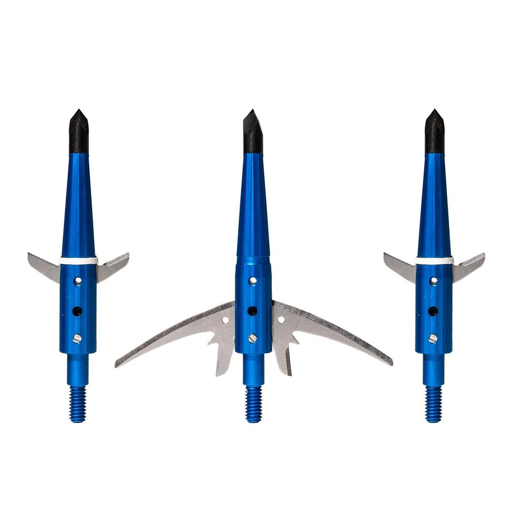 Swhacker Levi Morgan Series 2-Blade Blade-Lock Broadheads, 2.5 Cut, Blue, 3-Pack | Practice-Safe Blade-Lock Feature