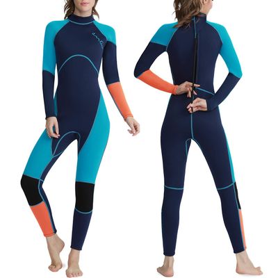 OMGear Wetsuit Men Women Youth 3mm Neoprene Full Body UV Protection One Piece Long Sleeves Scuba Diving Suits Back Zipper for Scuba Diving Surfing Snorkeling Swimming Water Sports(Green & Orange,S)