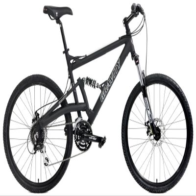 2022 Gravity FSX 2.0 Dual Full Suspension Mountain Bike Disc Brakes Acera Suntour (matt Black/Black Wheels, 19" - fits 5'8" - 6'0")