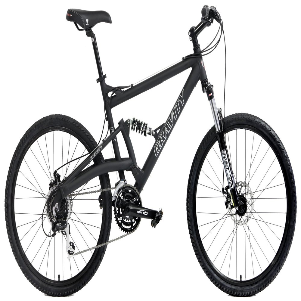 2022 Gravity FSX 2.0 Dual Full Suspension Mountain Bike Disc Brakes Acera Suntour (matt Black/Black Wheels, 19" - fits 5'8" - 6'0")