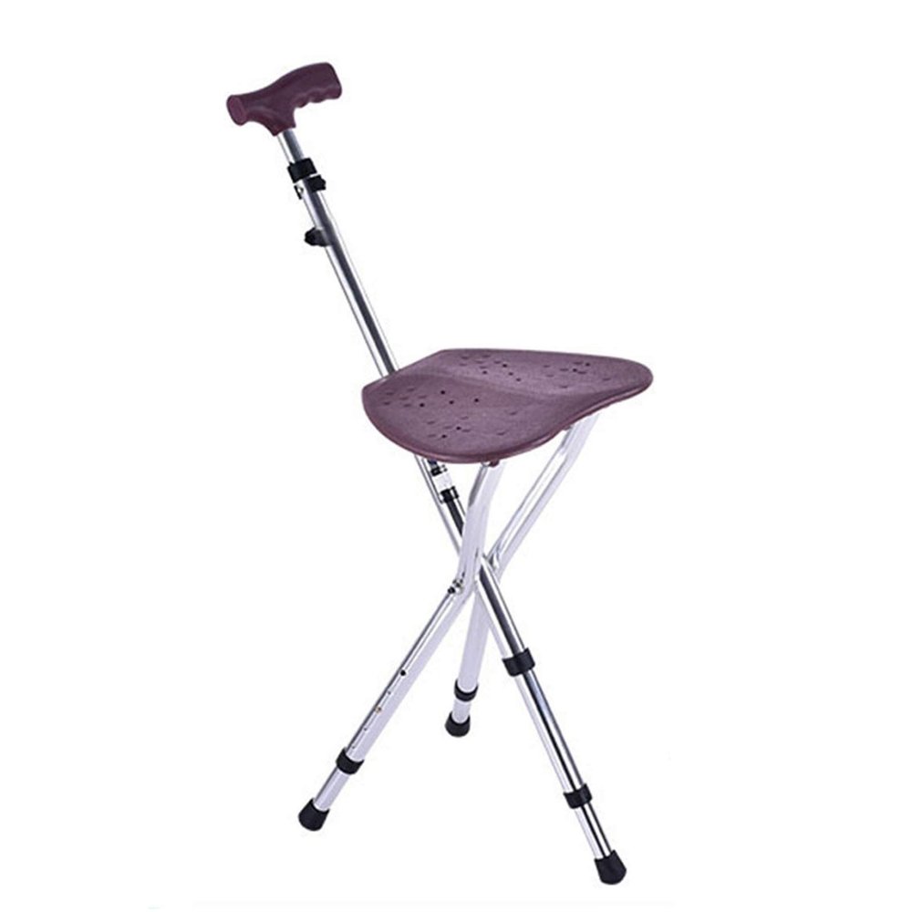 Travel Foldable Crutch Walking AidsOld Man with Seat Walking Stick Mountaineering Climbing Stool5 Files Height Adjustable ALGFree (Size : A)