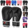 Be Smart Kids Boxing Gloves 4oz 6oz Training Gloves for Children Sparring Boxing Gloves Junior Training Mitts Punch PU Leather MMA Youth (Black Plain/White, 6Oz)
