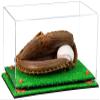 Better Display Cases Acrylic Baseball Catchers Glove Display Case with Clear Case, Orange Risers and Turf Base (A011/V16) view 1