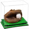 Better Display Cases Acrylic Baseball Catchers Glove Display Case with Clear Case, Silver Risers and Turf Base (A011/V16) view 1
