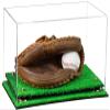 Better Display Cases Acrylic Baseball Catchers Glove Display Case with Clear Case, Gold Risers and Turf Base (A011/V16) view 1