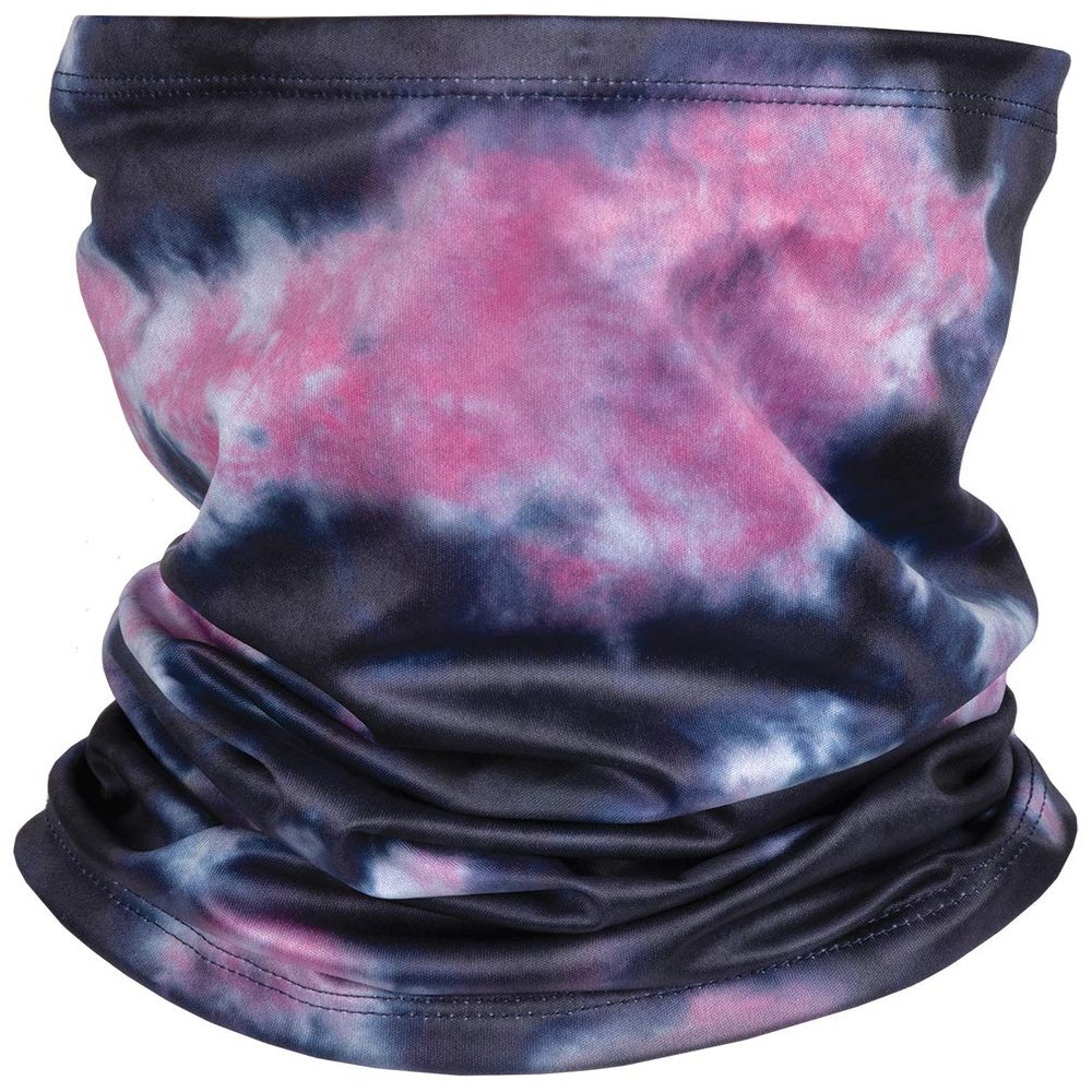 iscream Child's Pink Indigo Tie Dye Gaiter Face Cover for Allergies, Dust and Outdoor Activity