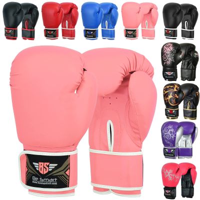 Be Smart Kids Boxing Gloves 4oz 6oz Training Gloves for Children Sparring Boxing Gloves Junior Training Mitts Punch PU Leather MMA Youth (Pink Plain, 6Oz)