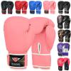 Be Smart Kids Boxing Gloves 4oz 6oz Training Gloves for Children Sparring Boxing Gloves Junior Training Mitts Punch PU Leather MMA Youth (Pink Plain, 6Oz) view 1