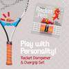 Racket Pets Kids Tennis Racket Dampener & Matching Overgrip Tape, Performance Shock Absorbing Dampener for Tennis Racket & Fun Animal Print Tennis Wrap Grip Tape (Dragon) view 2