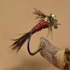 Tungsten Two Bit Hooker Red Jig Head Fly Euro Nymph Tied on Hanak Hooks - 6ct Pack (Hook #12) view 1