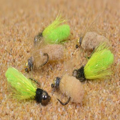 Tungsten Mop Jig Fly Size #10 - Euro Nymph Tied on Hanak Hooks - 6ct Pack (Assortment)