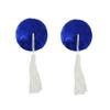 JUMISEE Reusable Adhesive Nipple Covers Pasties, Shiny Sequin Silicone Round-Shaped Breast Petals Bra with Tassel (Blue) view 1