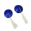 JUMISEE Reusable Adhesive Nipple Covers Pasties, Shiny Sequin Silicone Round-Shaped Breast Petals Bra with Tassel (Blue) view 3
