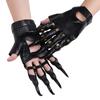 Claw Gloves Halloween Costume Men Women Black Leather Gloves with Long Nails view 2