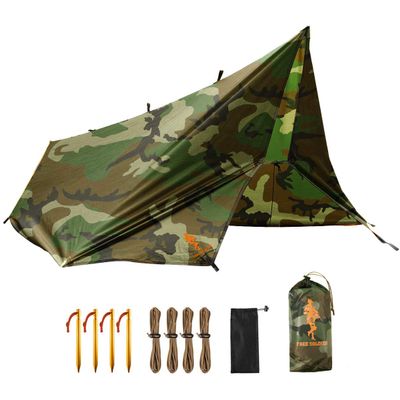FREE SOLDIER Camping Tarp Waterproof Portable Multifunctional Outdoor Camping Traveling Awning Backpacking Shelter Rain Tarp (Camo 1010.5ft)