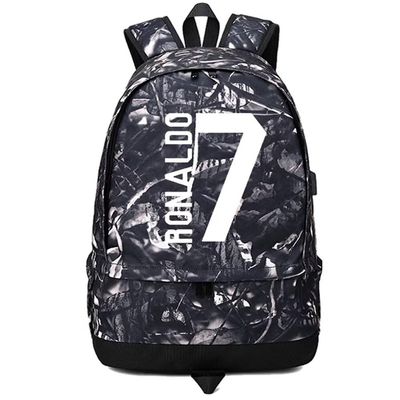 FANwenfeng Soccer Player 7 Luminous Ball Storage Backpack Fans Multifunctional Bag (Grey Pattern 1)