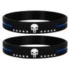 Stryker Products Stryker Thin Blue Line Bracelet Punisher with Stars Police Memorial Support Wristband, Medium view 1