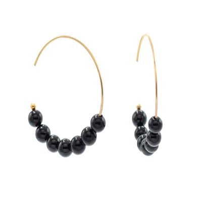 14k Gold-Filled Hoop Earrings made with 4mm Black Onyx