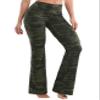 BUBBLELIME 29"/31"/33"/35"/37" 4 Styles Women's High Waist Bootcut Yoga Pants - Basic Polyester_Green CAMO S-31 Inseam view 1