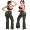 BUBBLELIME 29"/31"/33"/35"/37" 4 Styles Women's High Waist Bootcut Yoga Pants - Basic Polyester_Green CAMO S-31 Inseam view 2