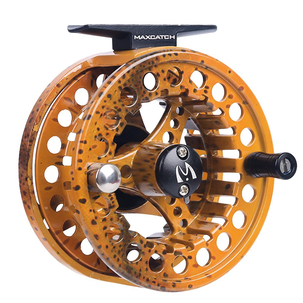 M MAXIMUMCATCH Maxcatch ECO Large Arbor Fly Fishing Reel (3/4wt 5/6wt 7/8wt) and Pre-Loaded Fly Reel with Line Combo (Fly Reel Brown Trout, 7/8 Weight)