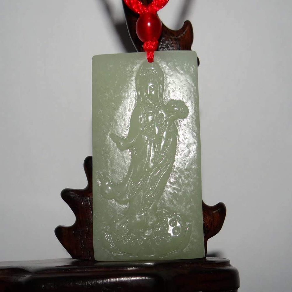 1.9" China Certified Nature Hetian Nephrite Jade Blessing Laughing Buddha Necklace Pendants